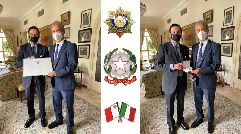 Prestigious Italian Honour of ‘Knight’ for MNS President Giuseppe Di Giovanni